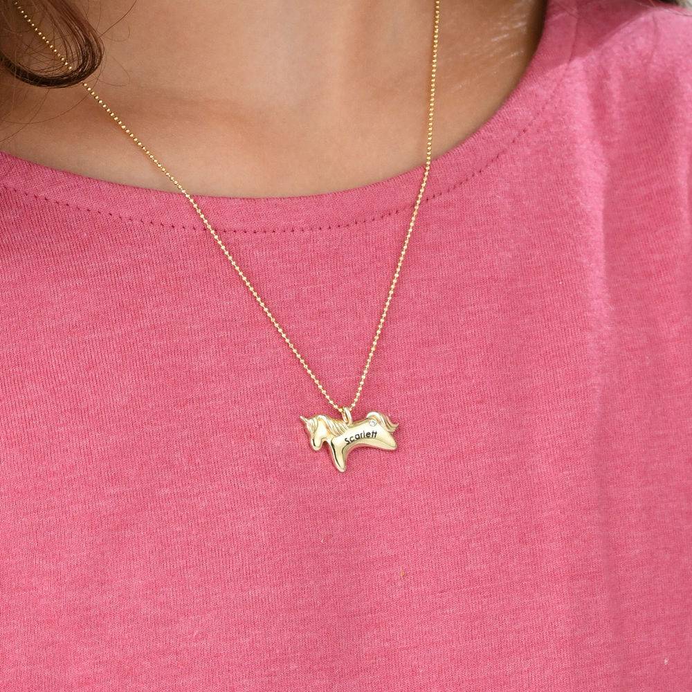 Unicorn Necklace for Girls in 10k Yellow Gold with Cubic Zirconia product photo