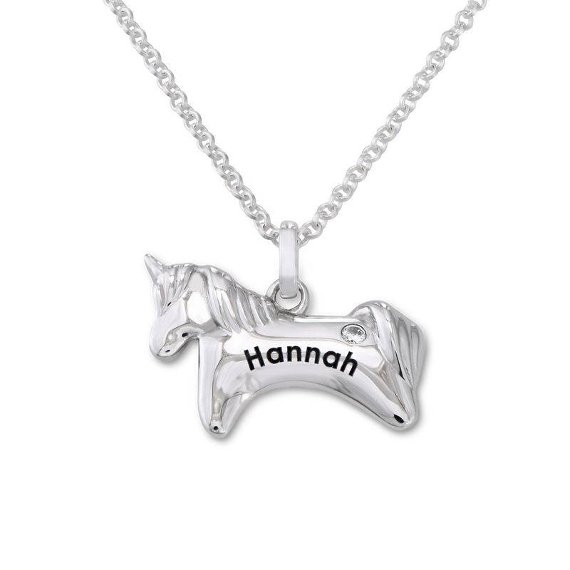Unicorn Necklace for Girls with Cubic Zirconia in Sterling Silver product photo