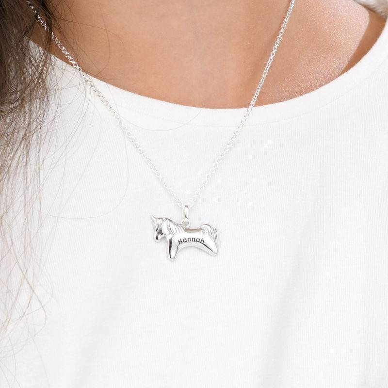 Unicorn Necklace for Girls in Sterling Silver with Cubic Zirconia-2 product photo