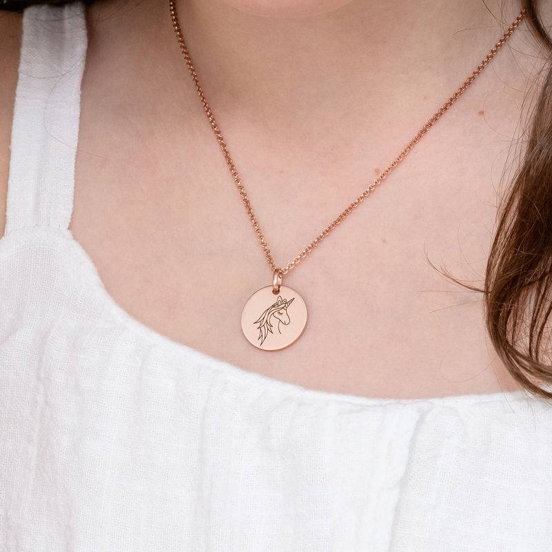 Unicorn Pendant Necklace in Rose Gold Plating-2 product photo