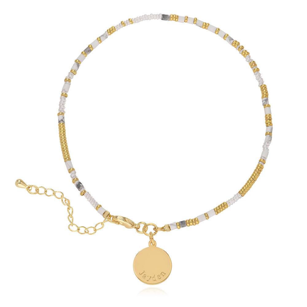 Vanilla Beads Bracelet/Anklet with Engraved Pendant in 18ct Gold product photo