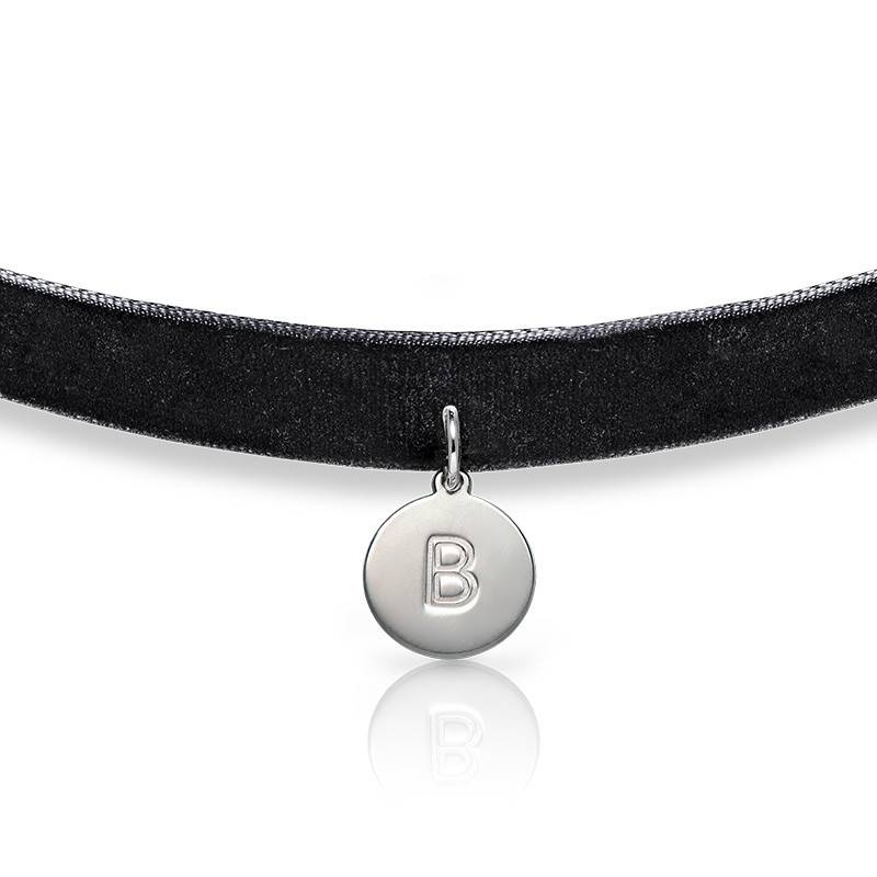 Velvet Choker Necklace with Initial Charm in Sterling Silver-2 product photo