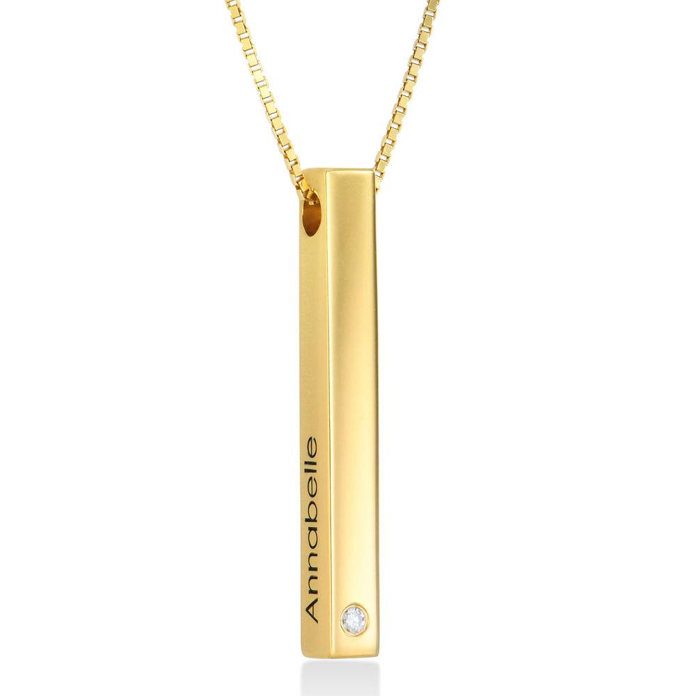 Collana barra Totem 3D in oro vermeil 18k con diamante foto del prodotto