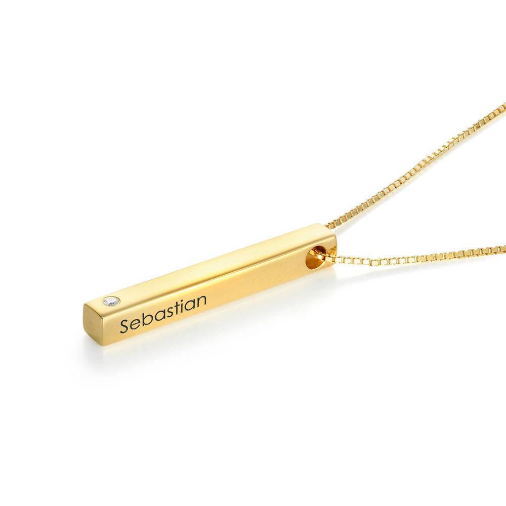 Totem 3D Bar Necklace 18k Rose Gold Plating  with 1-3 Diamonds product photo