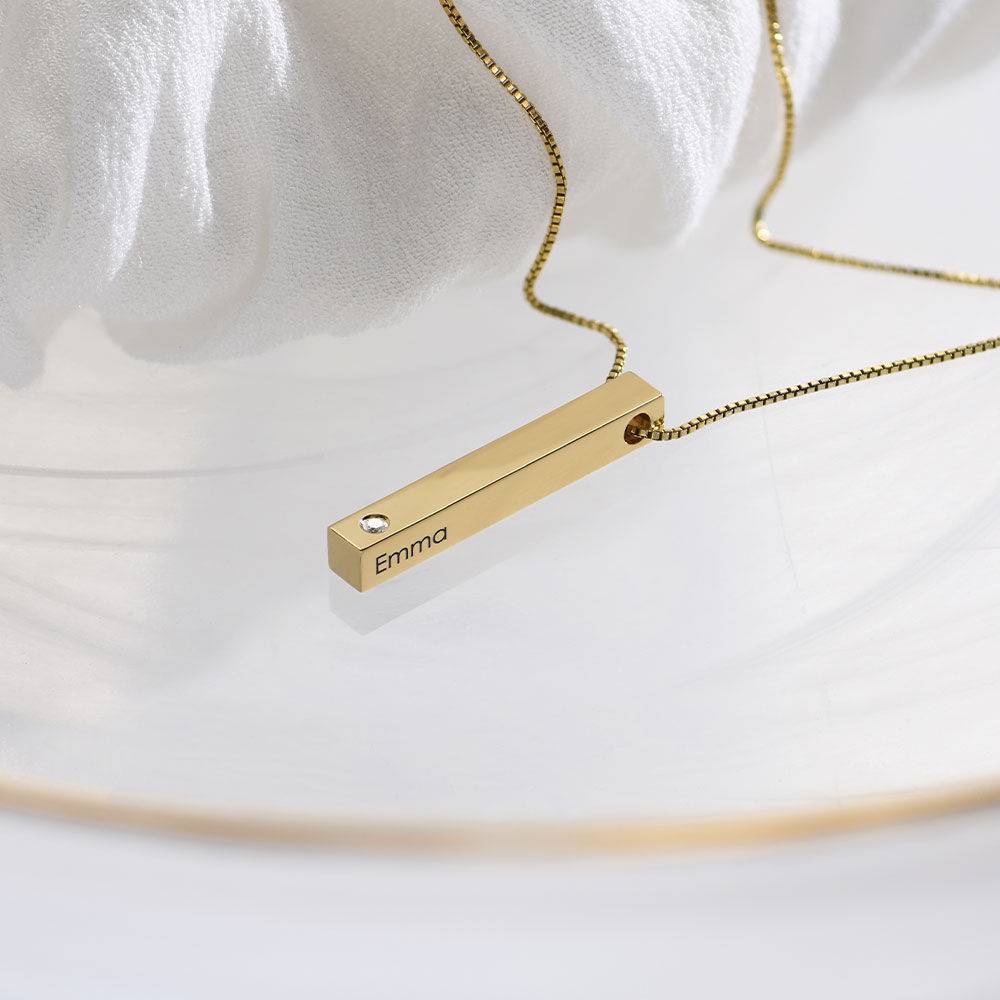 Totem 3D Bar Necklace 18k Rose Gold Plating  with 1-3 Diamonds product photo