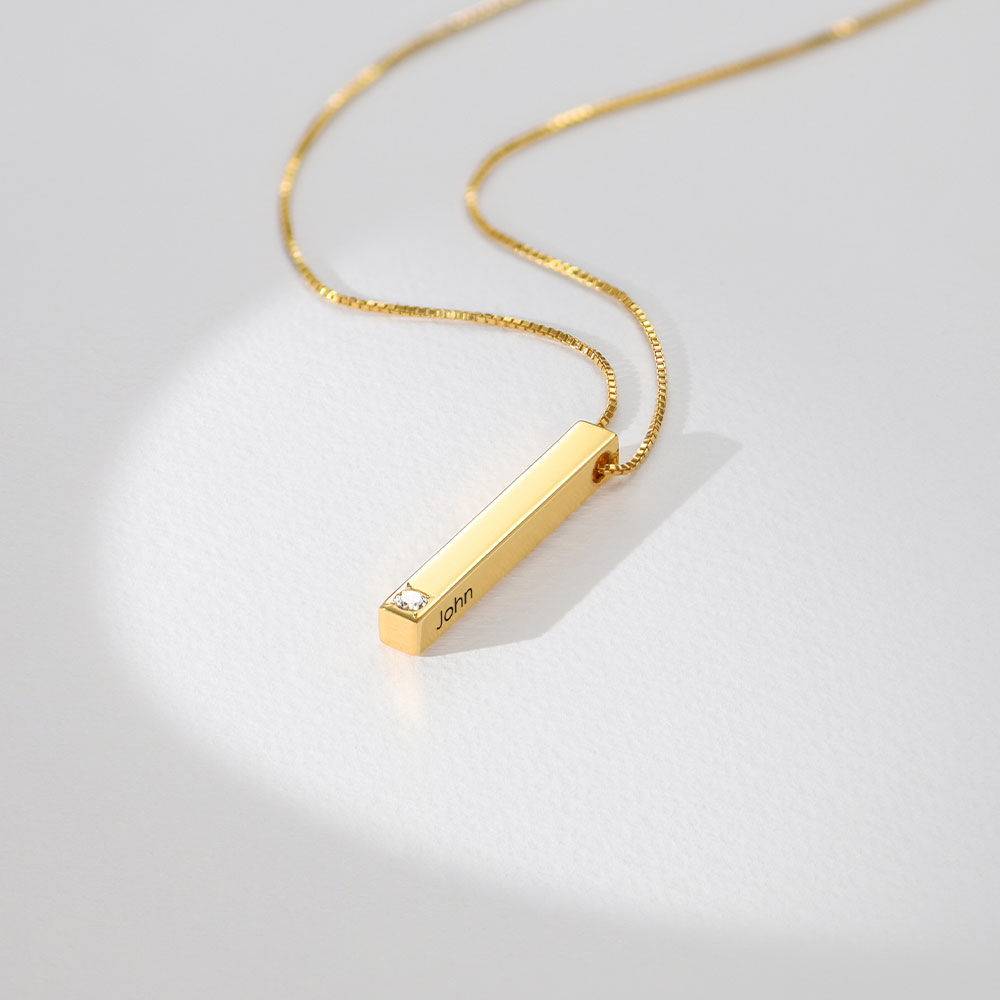 Totem 3D Bar Necklace in 18ct Gold Plating with Diamond product photo