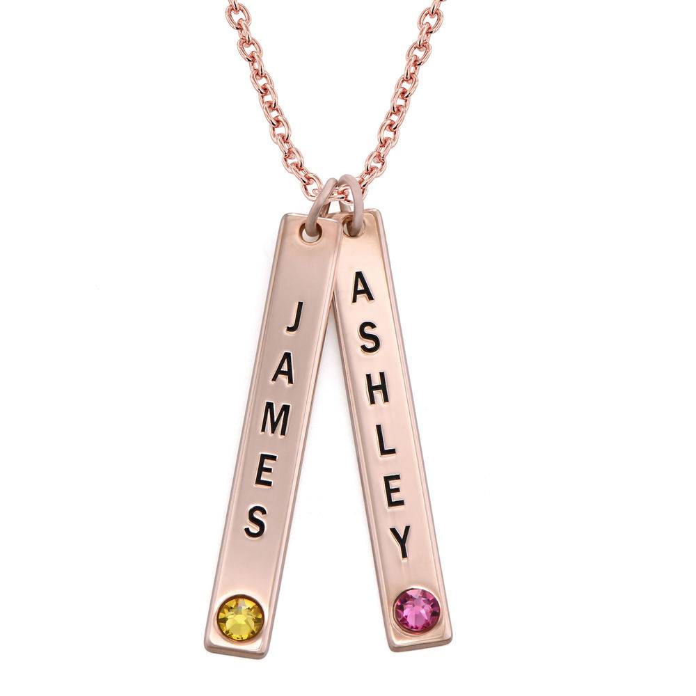 Vertical Bar Necklace with Birthstone in 18K Rose Gold Plating product photo