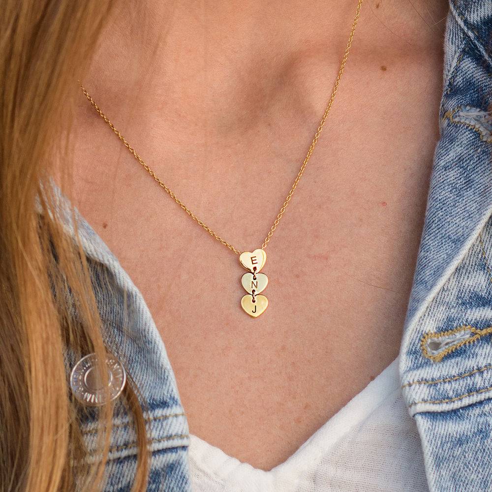 Vertical Initial Hearts Stackable Necklace in 18ct Gold Plating-1 product photo