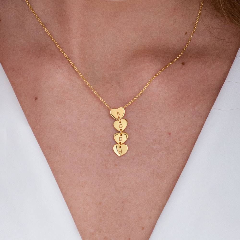Vertical Initial Hearts Stackable Necklace in 18ct Gold Vermeil-2 product photo