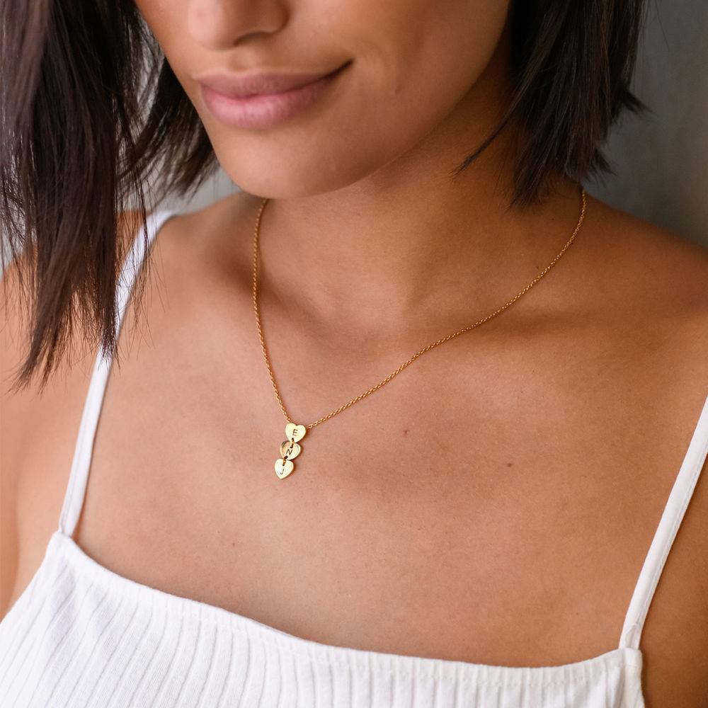 Vertical Initial Hearts Stackable Necklace in 18ct Gold Vermeil-3 product photo