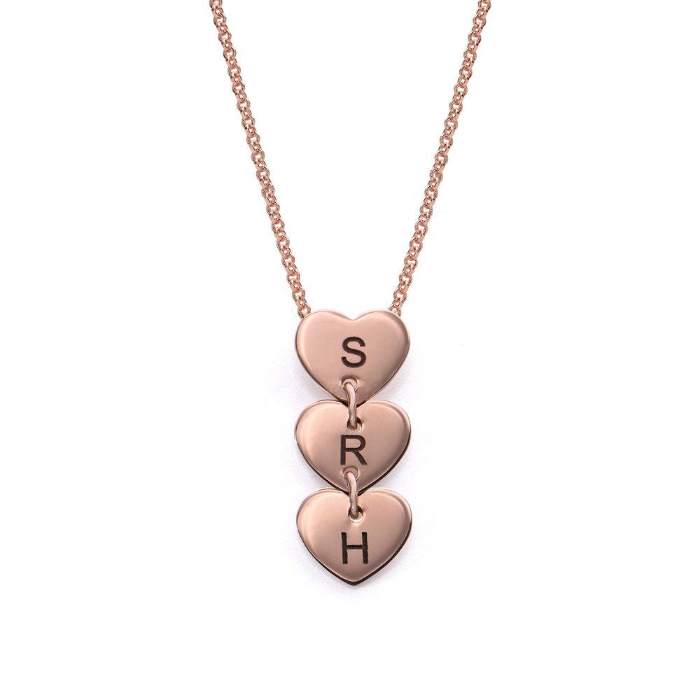 Vertical Initial Hearts Stackable Necklace in 18K Rose Gold Plating product photo