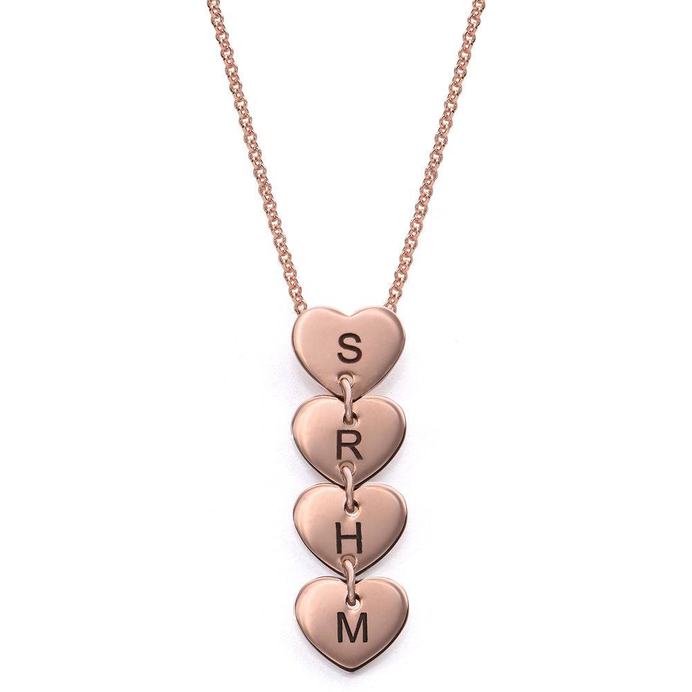 Vertical Initial Hearts Stackable Necklace in 18ct Rose Gold Plating-4 product photo