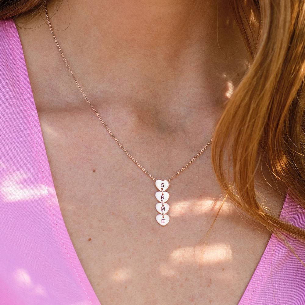 Vertical Initial Hearts Stackable Necklace in 18ct Rose Gold Plating-1 product photo