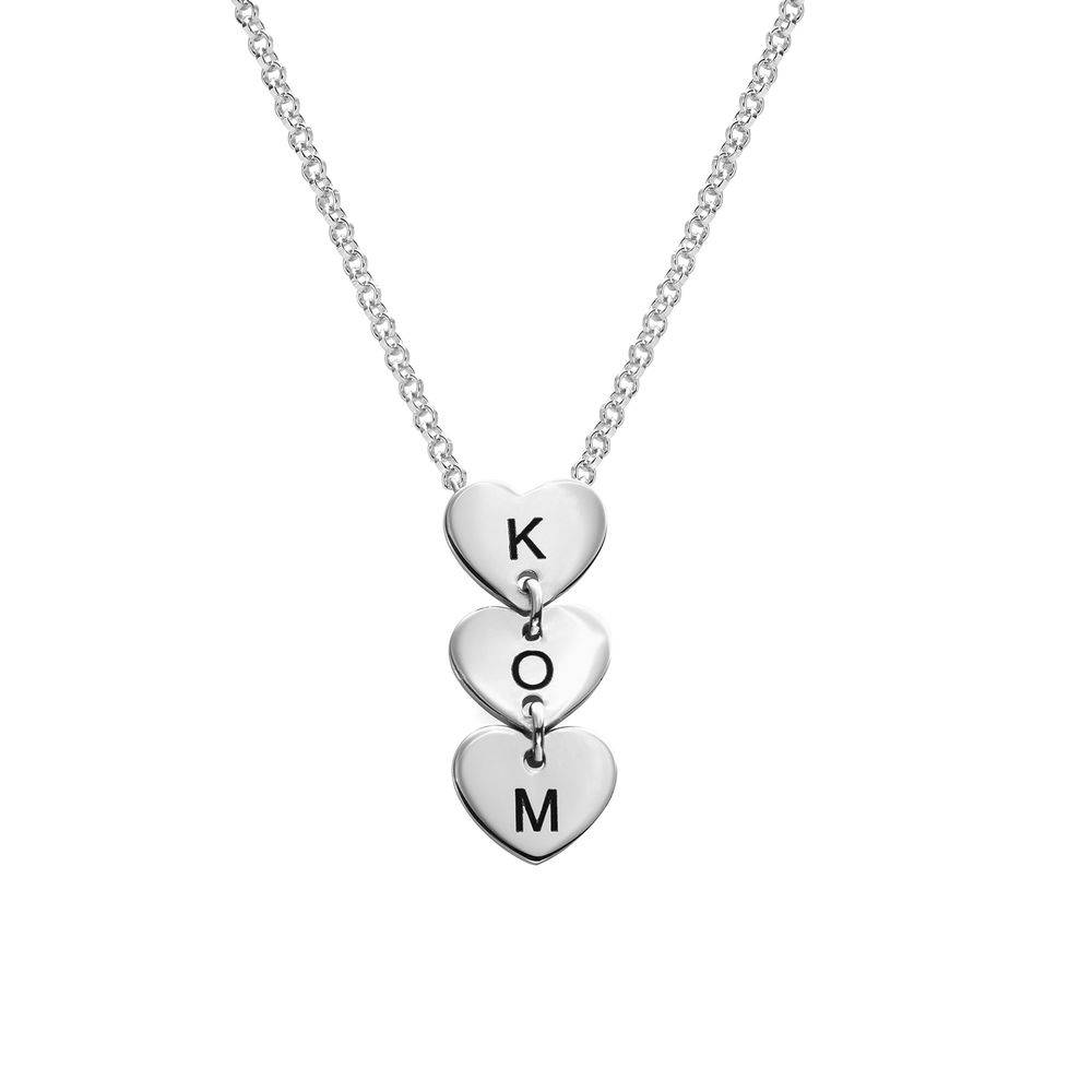 Vertical Initial Hearts Stackable Necklace in Sterling Silver-3 product photo