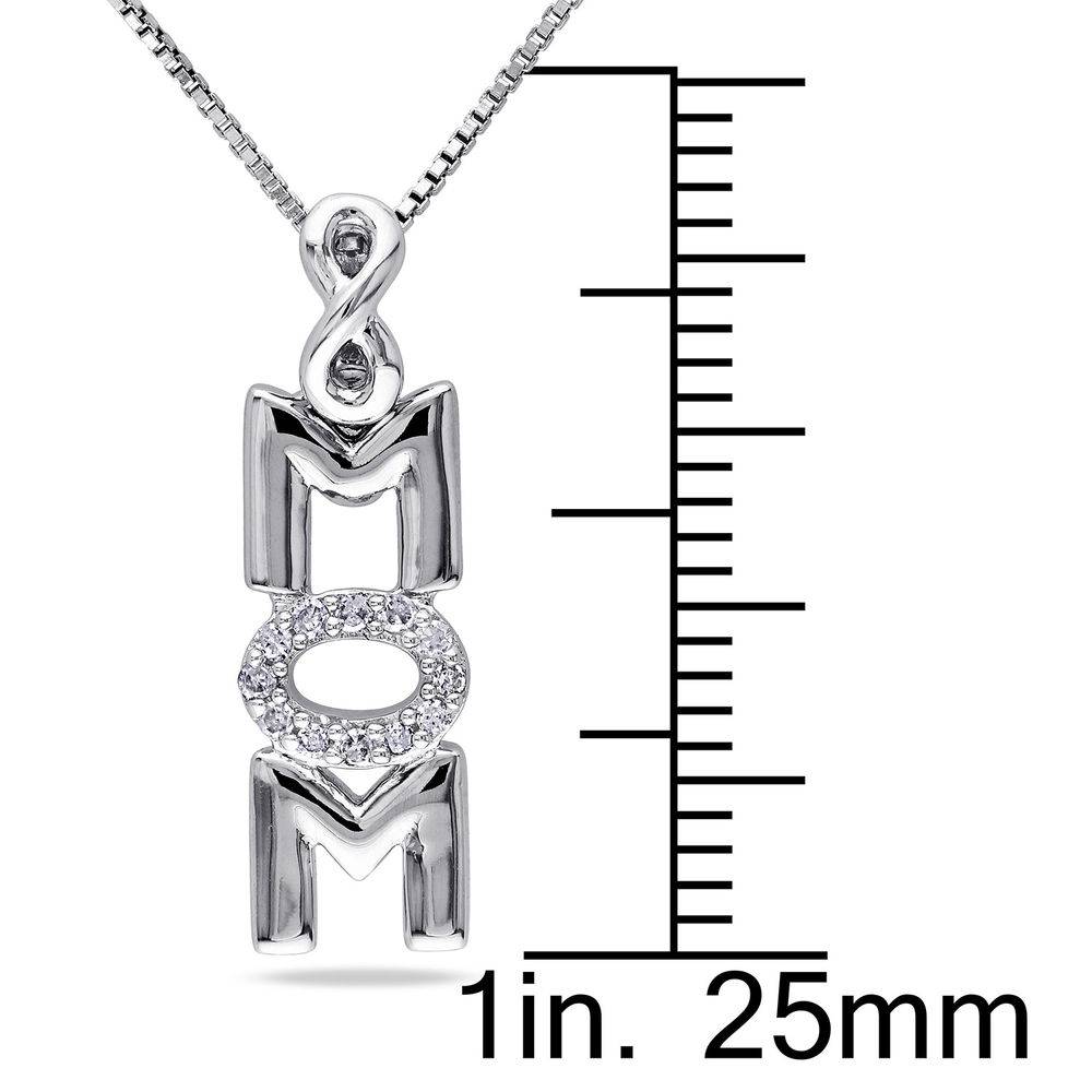 Vertical Mom Necklace in Sterling Silver wih Diamonds-5 product photo