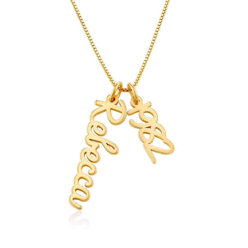 Vertical Name Necklace in Cursive in Gold Vermeil-1 product photo