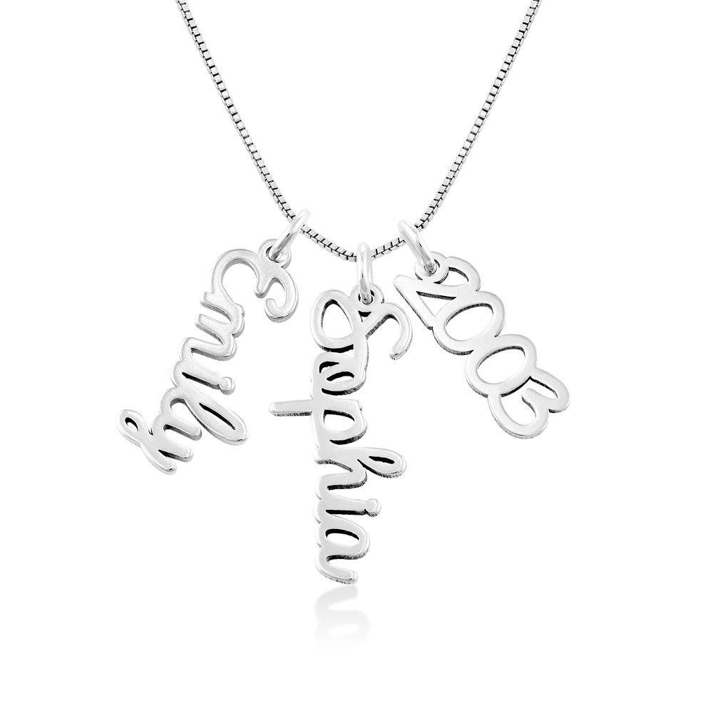 Vertical Name Necklace in Cursive in Sterling Silver-8 product photo