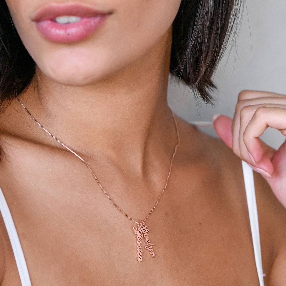Vertical Name Necklace in Rose Gold Plated-3 product photo