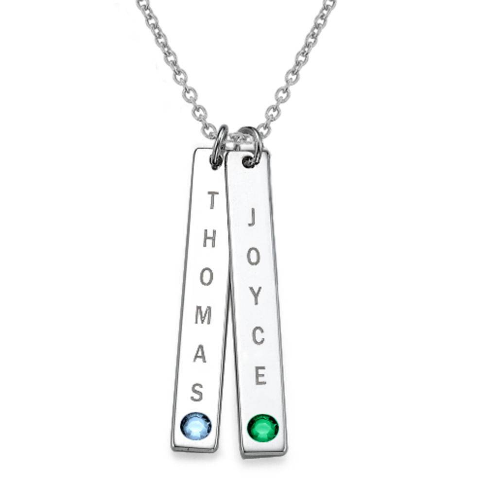 Vertical Bar Necklace with Birthstone in Sterling Silver product photo