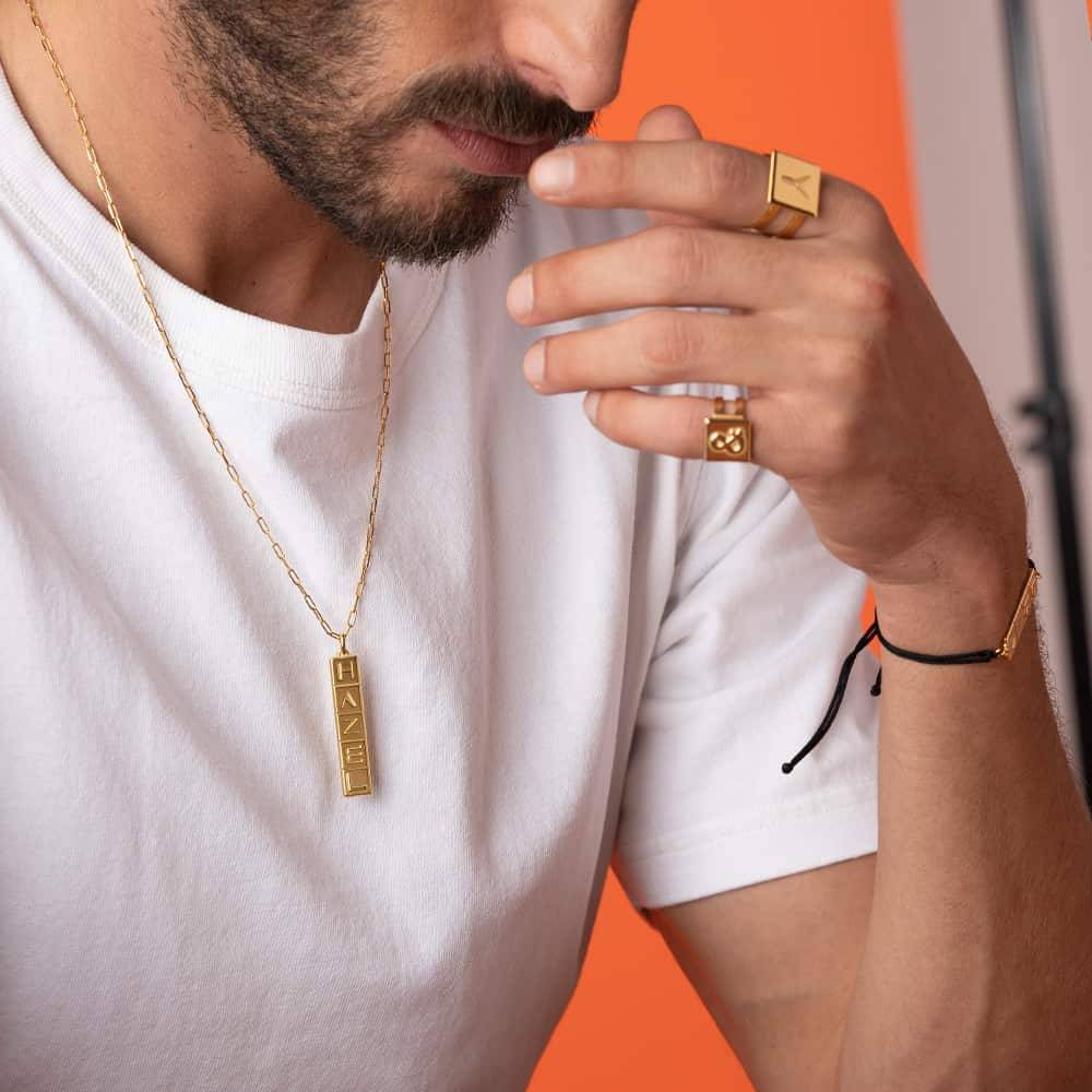 Domino ™ Unisex Vertical Tile Necklace in 18k Gold Vermeil product photo