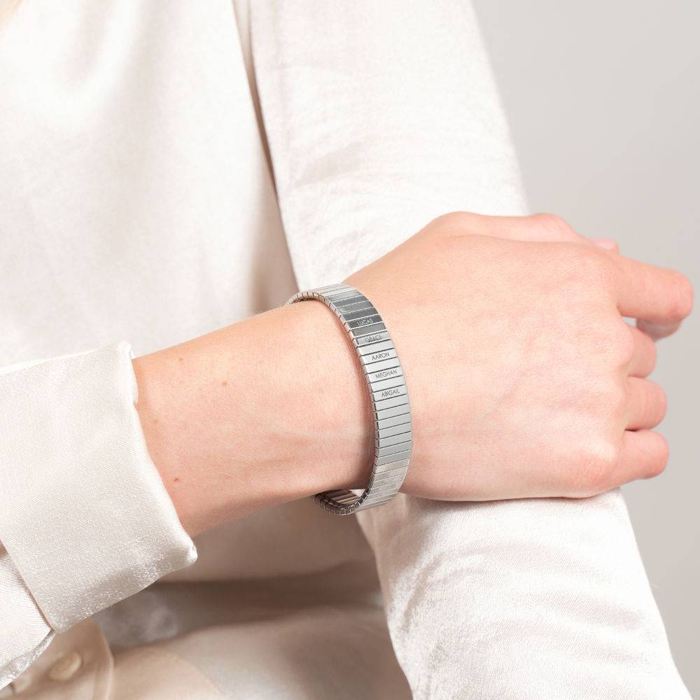 Dames Stretch Armband met Graveringen in Roestvrij Staal-2 Productfoto