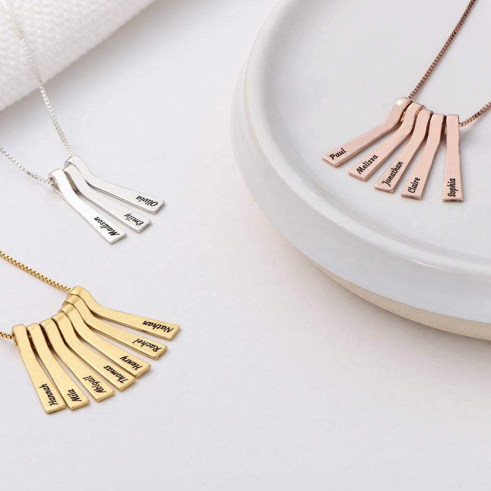 Xylofoon bar ketting in 18k Rosé Goud Verguld Sterling Zilver-2 Productfoto