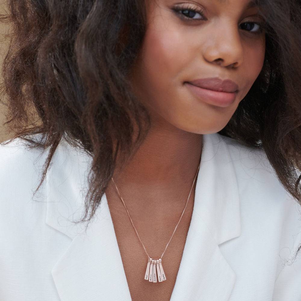 Xylofoon bar ketting in 18k Rosé Goud Verguld Sterling Zilver-4 Productfoto
