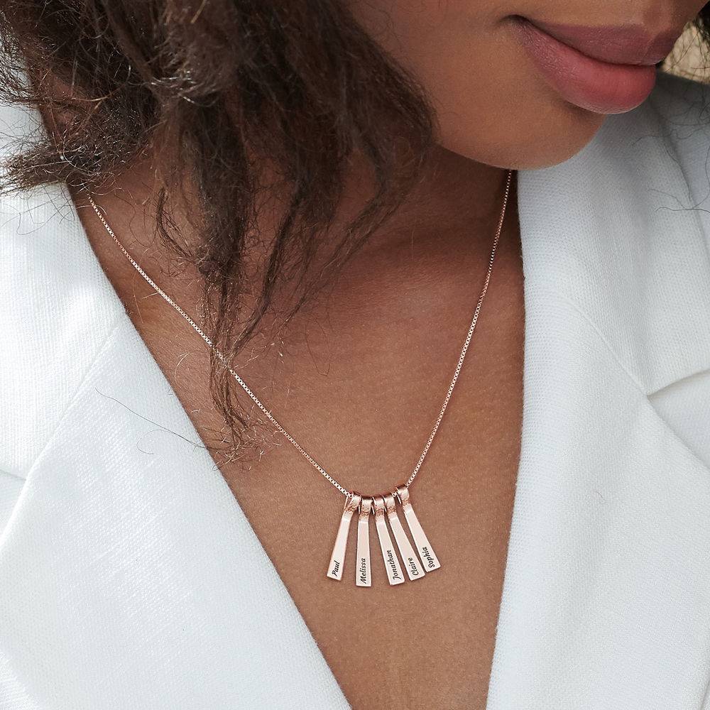 Xylofoon bar ketting in 18k Rosé Goud Verguld Sterling Zilver-5 Productfoto