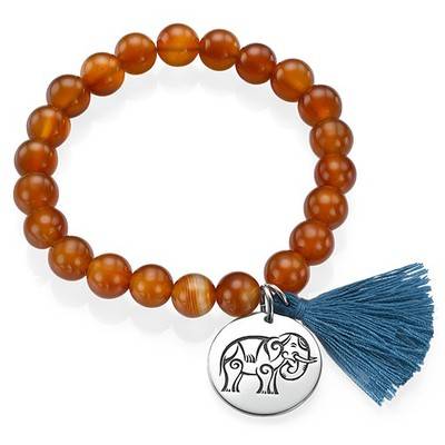 Yoga Jewelry - Engraved Elephant Bead Bracelet product photo