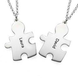 Personalized Sterling Silver Couples Puzzle Necklace product photo
