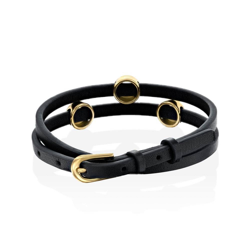 Wrap-Around Leather Bracelet with Gold 