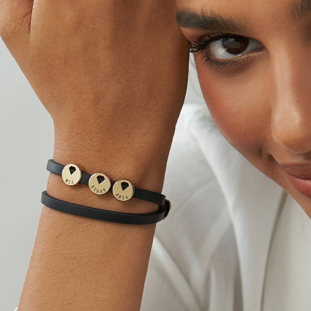 Wrap-Around Leather Bracelet with Gold 