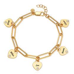 Rory Bracelet With Custom Diamond Heart Charms in 18K Gold Vermeil product photo
