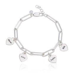 Rory Chain Link Bracelet with Custom Heart Charms in Sterling Silver product photo