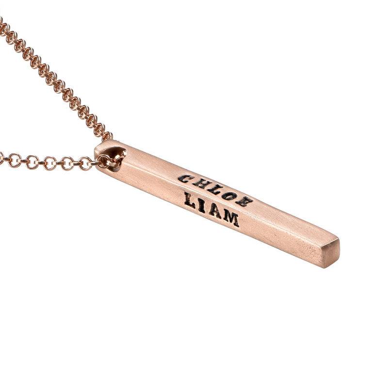 Rose Gold Plated 4 Sides Stamped Bar Necklace-6 product photo