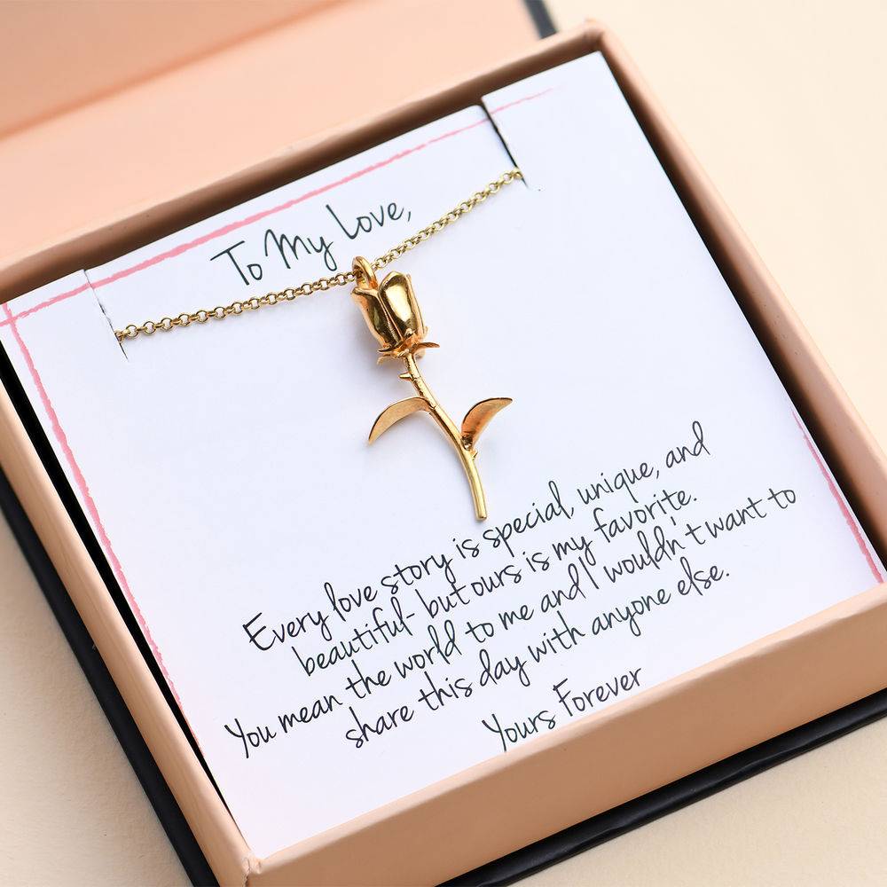 Rose Necklace in Gold Vermeil with Prewritten Gift Note