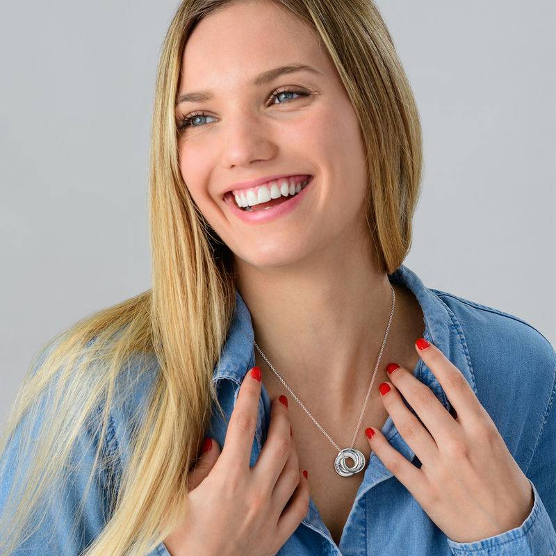 Silberne Halskette für Mama mit russischen Ringen – verbessertes 3D-Design