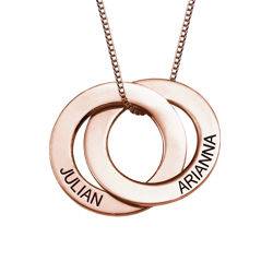 Russisk ring-halskæde med to ringe i rosaforgyldt sølv produkt billede