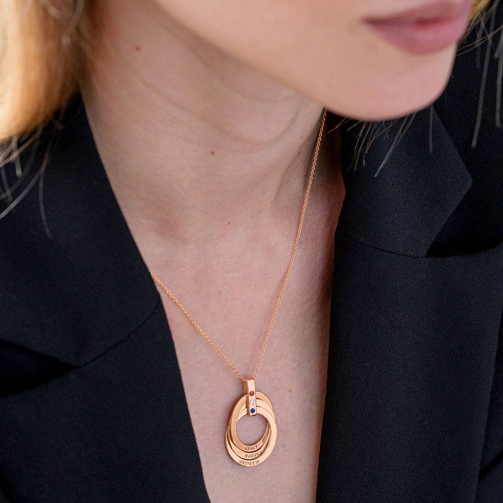 Russisk ringhalskæde med fødselssten i rosaforgyldt-6 produkt billede