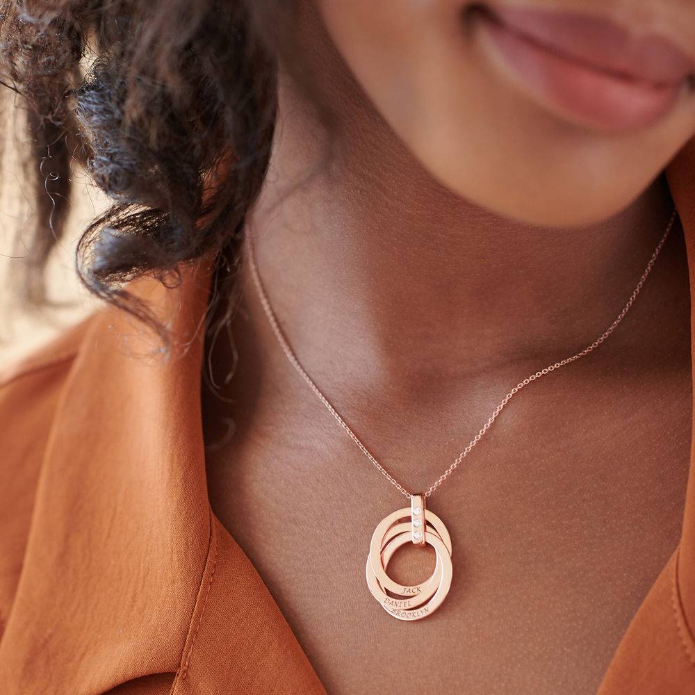 Russisk ringhalskæde med fødselssten i rosaforgyldt-8 produkt billede