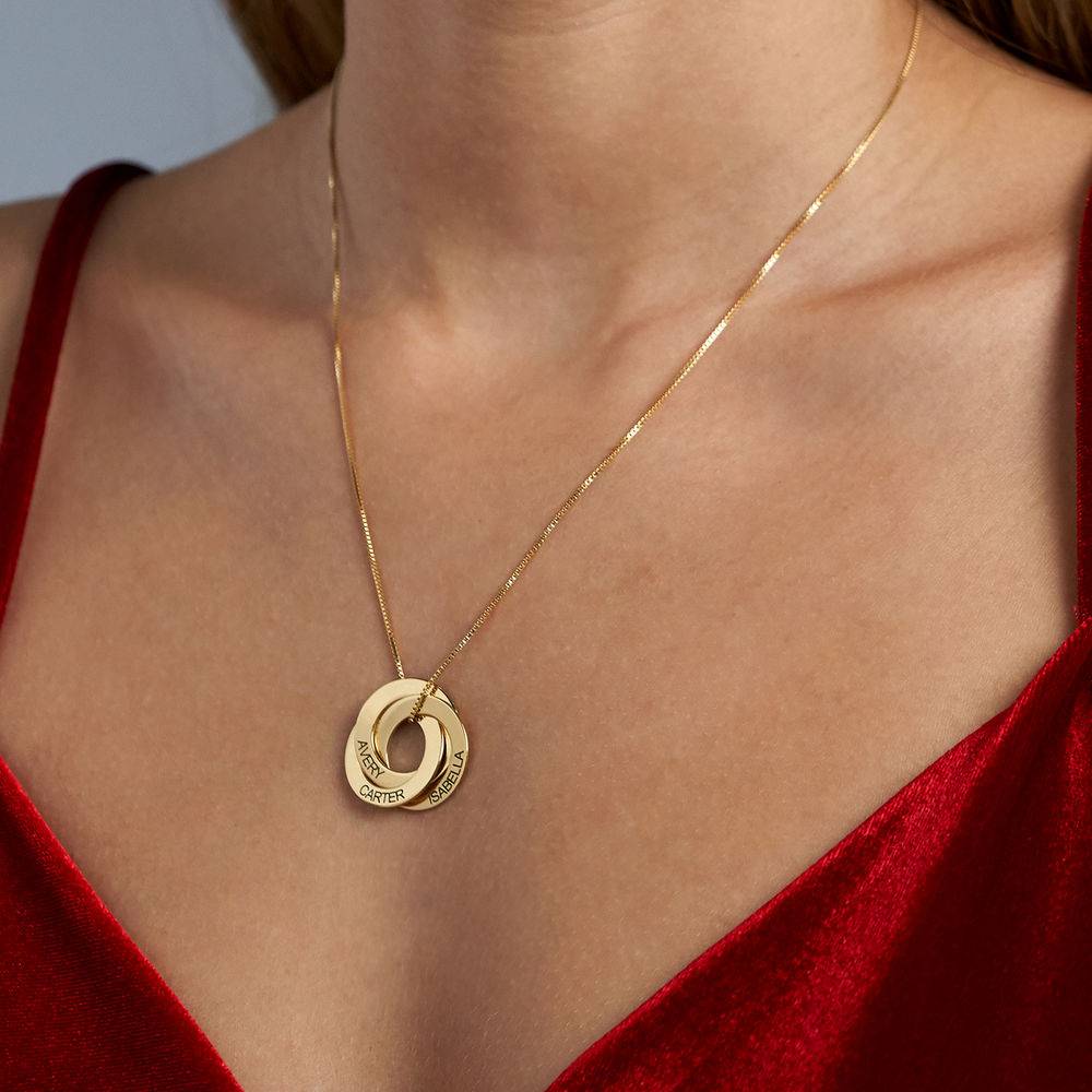 Russisk ring-halskæde med indgravering - Guldbelagt sølv-5 produkt billede