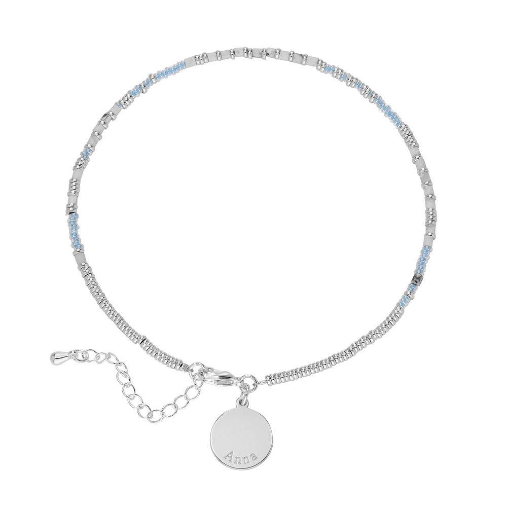 Sea Breeze  Beads Bracelet/Anklet With Engraved Pendant in Sterling Silver