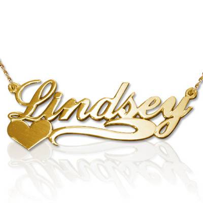 Side Heart 14ct Gold Name Necklace-1 product photo