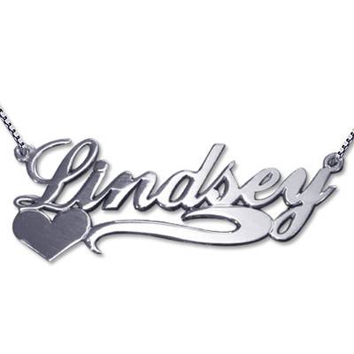 Side Heart 14ct White Gold Name Necklace-1 product photo