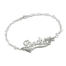 Side Heart Silver Name Bracelet / Anklet product photo