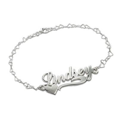 Side Heart Silver Name Bracelet product photo