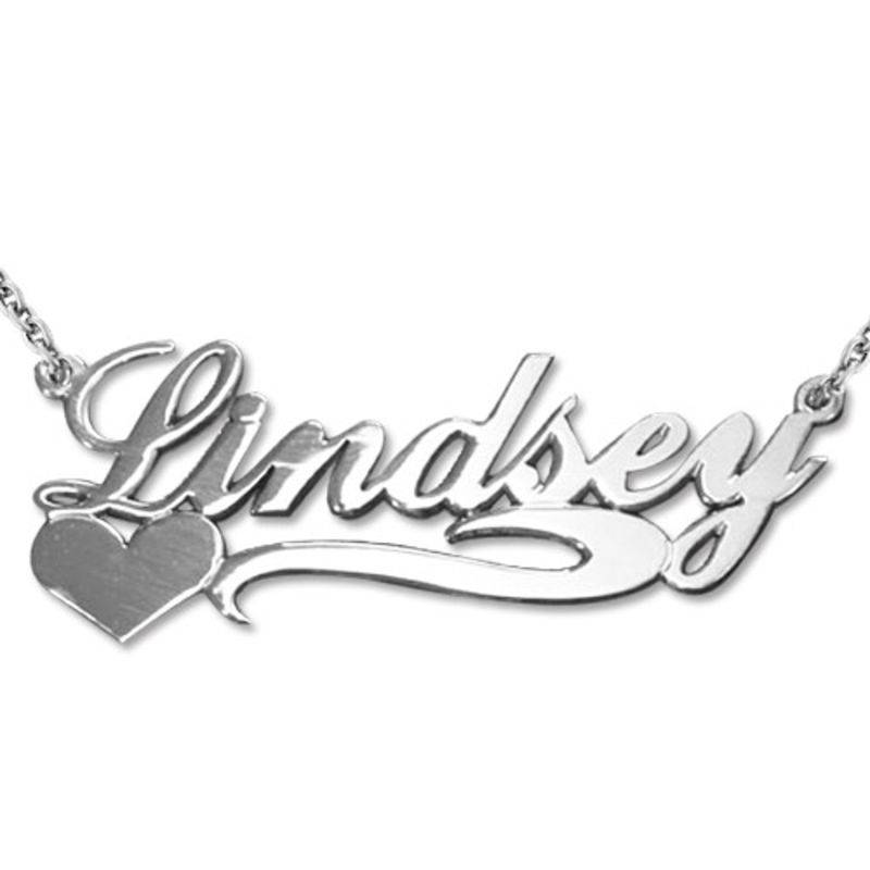 Side Heart Silver Name Necklace-1 product photo