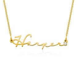 Signature Style Name Necklace in Gold Plating with Diamond product photo