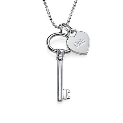 Sterling Silver halsband med nyckel och berlock-2 produktbilder