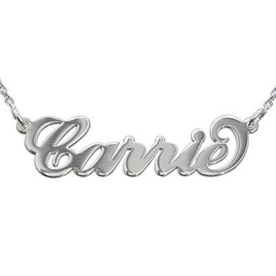 Dubbel Dikke Zilveren "Carrie" stijl Naamketting-1 Productfoto